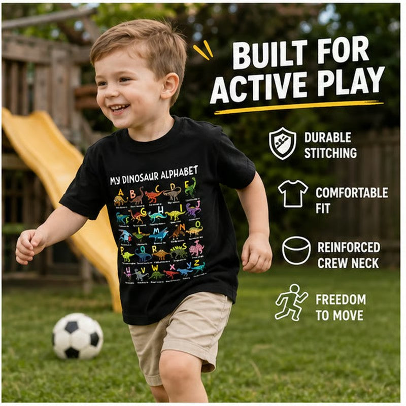 🦖Hot Sale 50% OFF✨Kids Dinosaur Alphabet Graphic T-Shirt