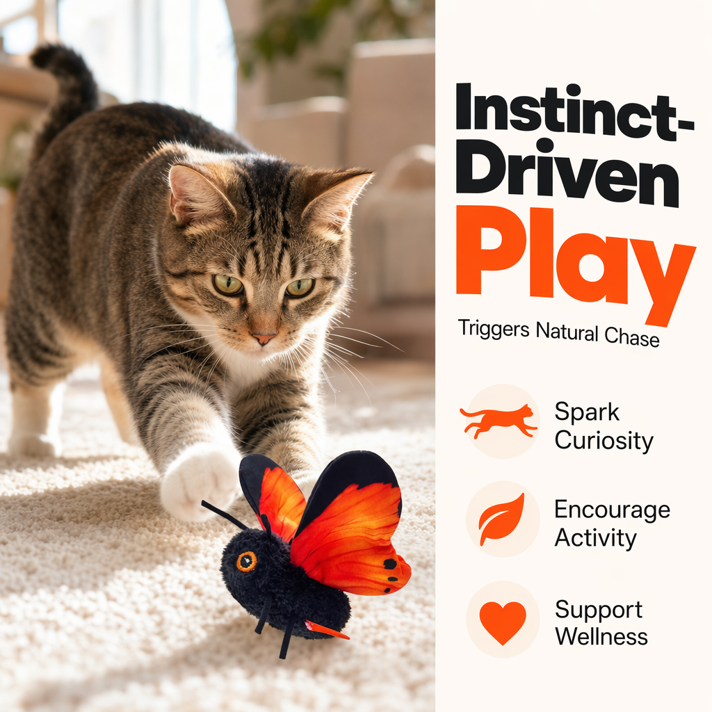 Smart Sensing Flapping Butterfly Toy Interactive Cat