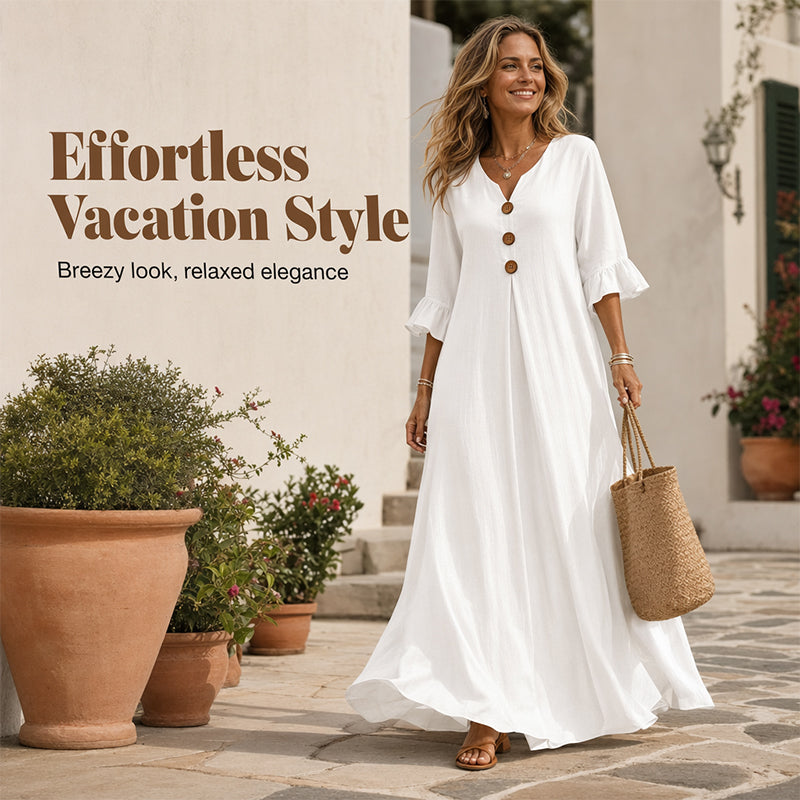 🌈2026 Summer Hot Sale 50% OFF!🌸Women's V-Neck Ruffle Sleeve Maxi Dress – Effortless Everyday Style✨