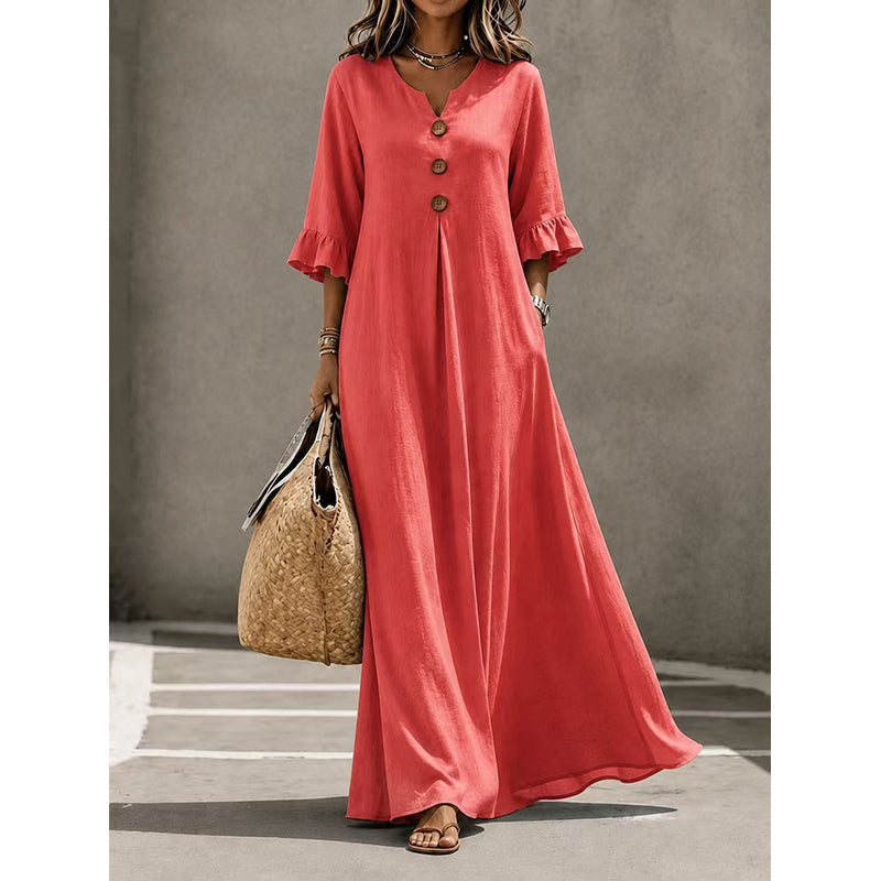 🌈2026 Summer Hot Sale 50% OFF!🌸Women's V-Neck Ruffle Sleeve Maxi Dress – Effortless Everyday Style✨