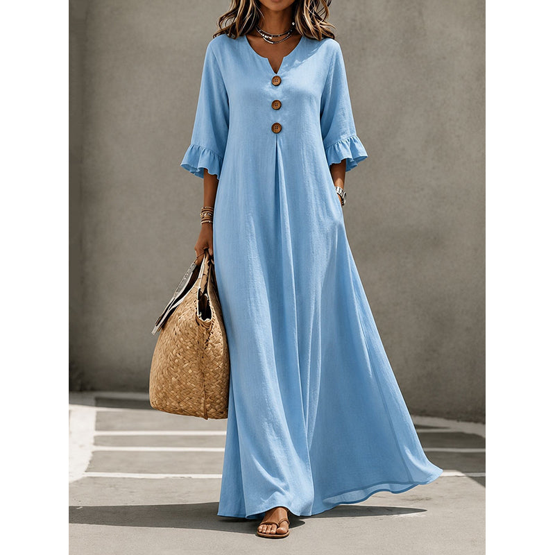 🌈2026 Summer Hot Sale 50% OFF!🌸Women's V-Neck Ruffle Sleeve Maxi Dress – Effortless Everyday Style✨