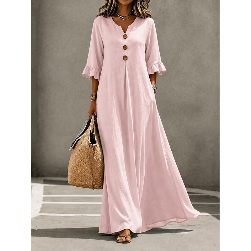 🌈2026 Summer Hot Sale 50% OFF!🌸Women's V-Neck Ruffle Sleeve Maxi Dress – Effortless Everyday Style✨