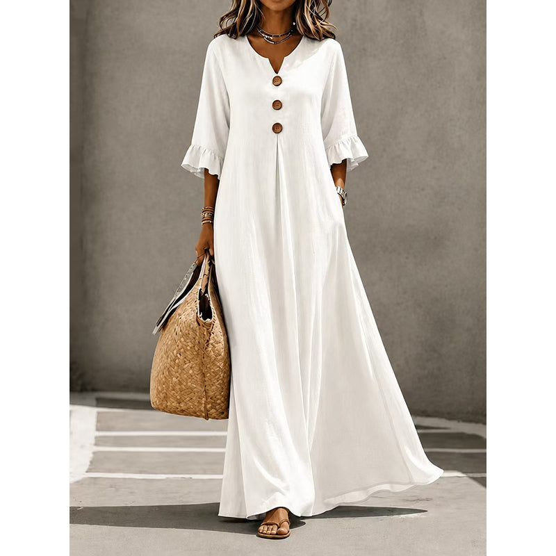 🌈2026 Summer Hot Sale 50% OFF!🌸Women's V-Neck Ruffle Sleeve Maxi Dress – Effortless Everyday Style✨