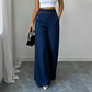 Top Rated 🌿🛍️ Contrast-Trim Wide-Leg Pants – legant Drape & Flattering High-Rise