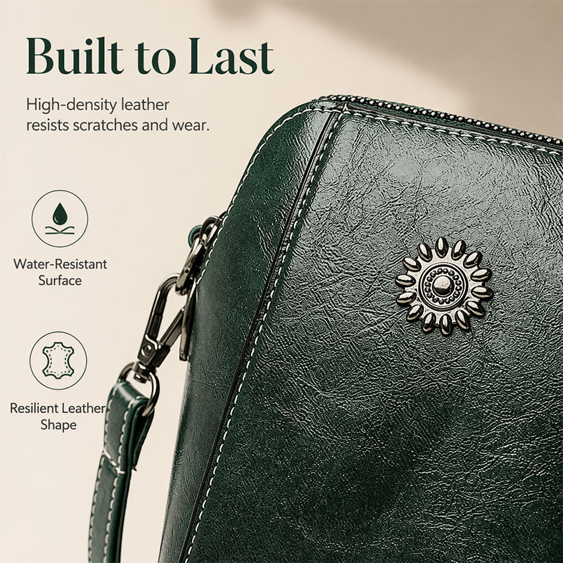✨ Time‑Limited Offer🍂Waxed Leather Phone Crossbody – Ultra-Light & Dual-Compartment Design🛍️✨