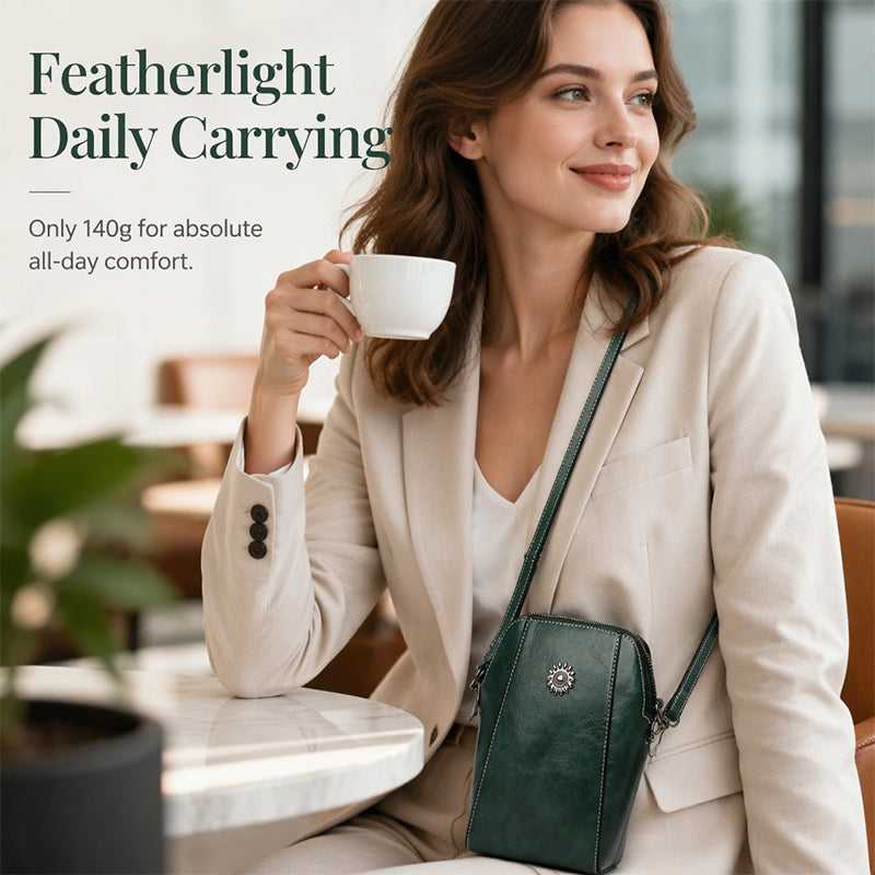 ✨ Time‑Limited Offer🍂Waxed Leather Phone Crossbody – Ultra-Light & Dual-Compartment Design🛍️✨
