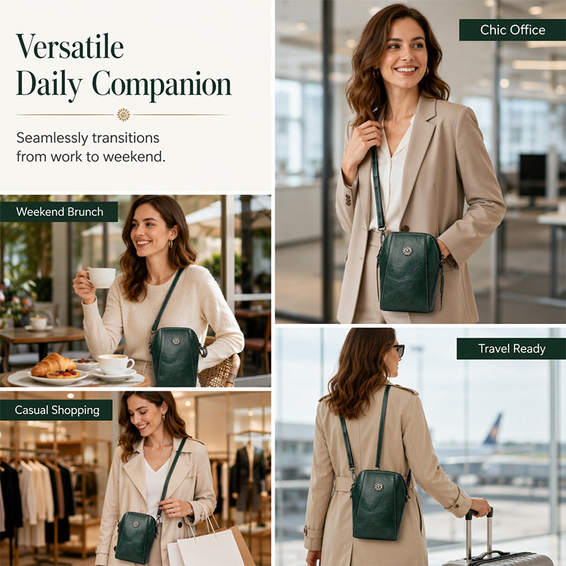 ✨ Time‑Limited Offer🍂Waxed Leather Phone Crossbody – Ultra-Light & Dual-Compartment Design🛍️✨
