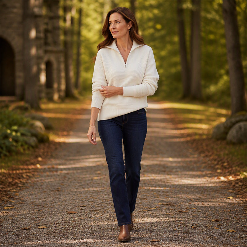 🖤Black Friday Sale:50% OFF🖤🛍️🍂Women's Quarter-Zip Ribbed Pullover Sweater – Relaxed Fit