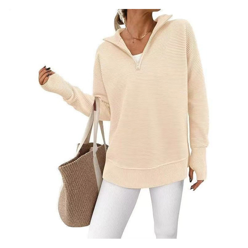 🖤Black Friday Sale:50% OFF🖤🛍️🍂Women's Quarter-Zip Ribbed Pullover Sweater – Relaxed Fit