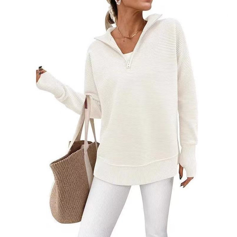 🖤Black Friday Sale:50% OFF🖤🛍️🍂Women's Quarter-Zip Ribbed Pullover Sweater – Relaxed Fit