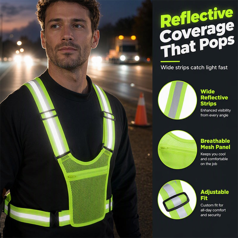 🦺✨ High-Visibility Reflective Vest – Practical Pocket, Comfortable Fit, and Total Safety for Day and Night Running 🌙🏃‍♂️