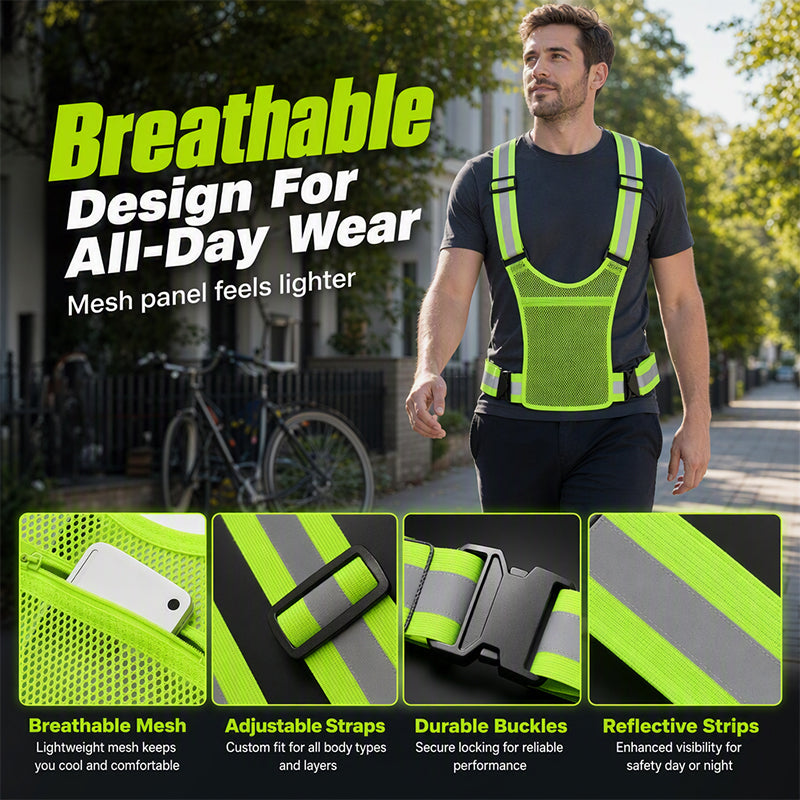 🦺✨ High-Visibility Reflective Vest – Practical Pocket, Comfortable Fit, and Total Safety for Day and Night Running 🌙🏃‍♂️