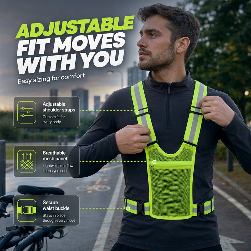 🦺✨ High-Visibility Reflective Vest – Practical Pocket, Comfortable Fit, and Total Safety for Day and Night Running 🌙🏃‍♂️