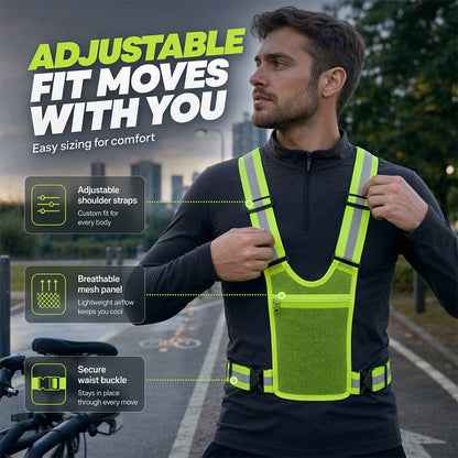 🦺✨ High-Visibility Reflective Vest – Practical Pocket, Comfortable Fit, and Total Safety for Day and Night Running 🌙🏃‍♂️