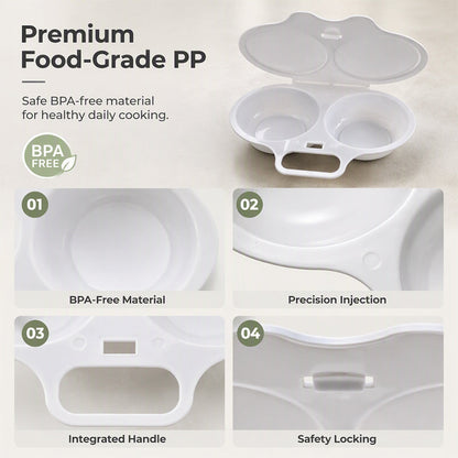 🥳2026 HOT SALE🥳💞50K+ SOLD! 🥗🎁 50% OFF! Microwave Egg Poacher——Dual‑cavity, non‑stick & easy clean. Healthier than frying – stock up & save! 🏠✅