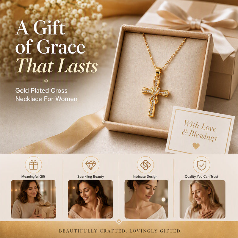 ⏳Time-Limited Special⏰Women's Sparkling Twisted Knot Cross Pendant Necklace – Elegant design, brilliant shine & lightweight – Perfect for daily wear & special occasions 💖