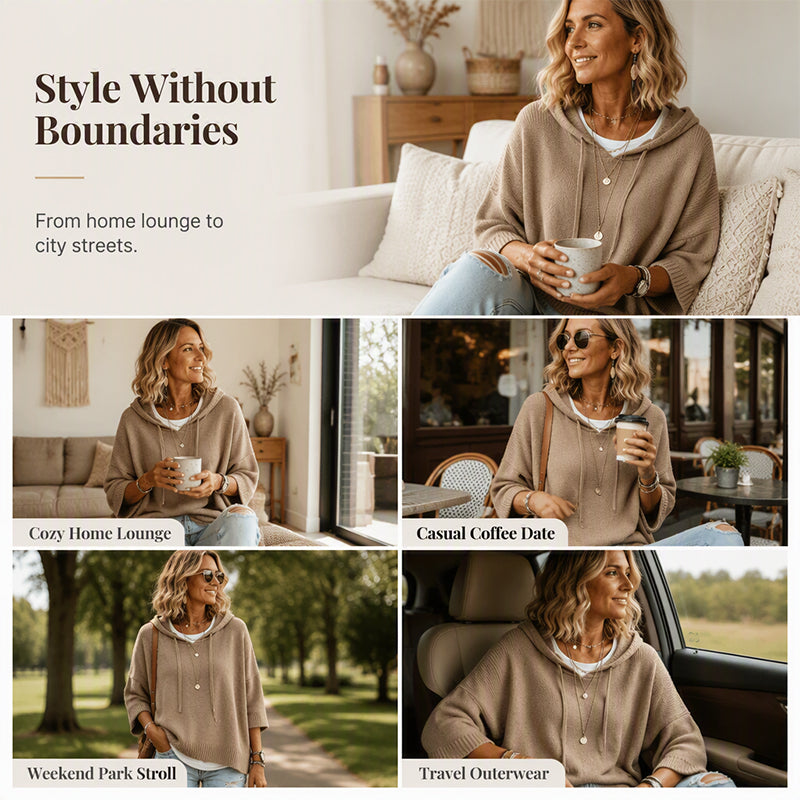 ✨Women's Hooded Drawstring Knit Pullover
