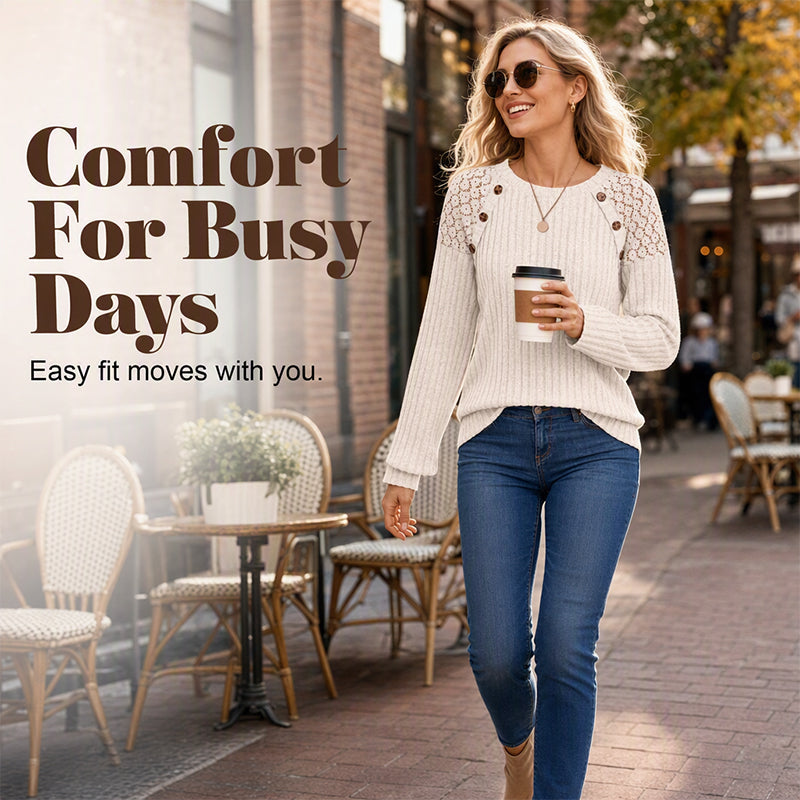 🔥 New Arrival Hot Pick ✨ Women's Ribbed Knit Long Sleeve Top – Flattering Fit & Everyday Comfort 🤍