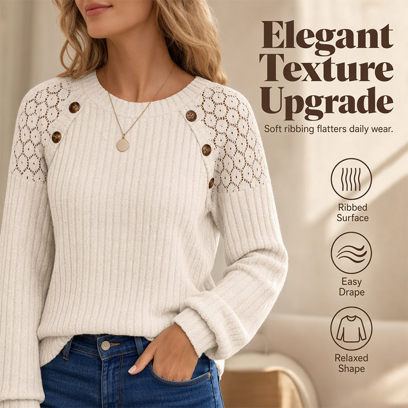 🔥 New Arrival Hot Pick ✨ Women's Ribbed Knit Long Sleeve Top – Flattering Fit & Everyday Comfort 🤍
