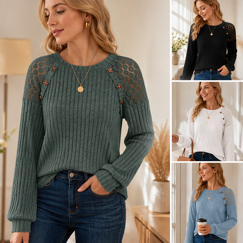 🔥 New Arrival Hot Pick ✨ Women's Ribbed Knit Long Sleeve Top – Flattering Fit & Everyday Comfort 🤍