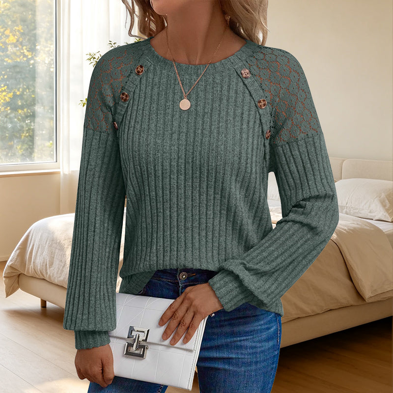 🔥 New Arrival Hot Pick ✨ Women's Ribbed Knit Long Sleeve Top – Flattering Fit & Everyday Comfort 🤍