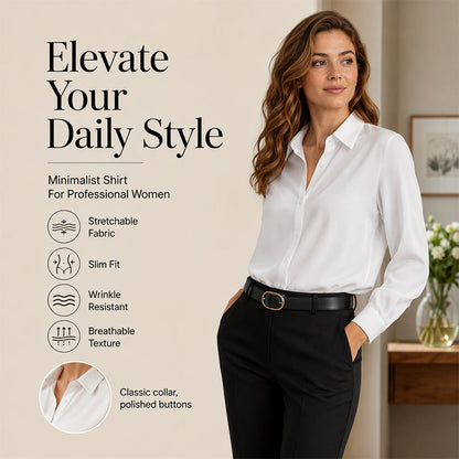 ✨ Elevated Everyday Style | Women's Silky Satin Button-Down Long-Sleeve Shirt