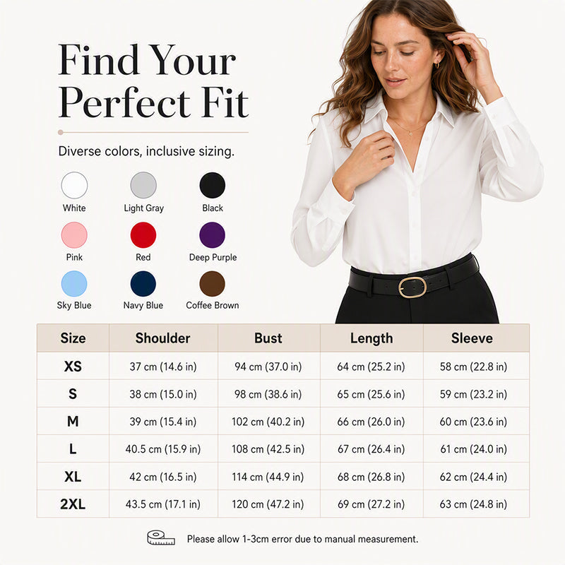 ✨ Elevated Everyday Style | Women's Silky Satin Button-Down Long-Sleeve Shirt