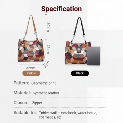 ⏰Last Day Sale 60% Off💃 Women's Geometric Tote Bag – Large Capacity Stylish Handbag For Everyday Elegance👜