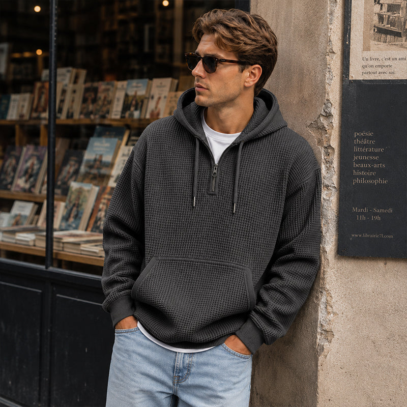 ⏰️🖤Black Friday Sale:50% OFF🖤 ✨Men's Knit Quarter-Zip Hoodie Sweatshirt