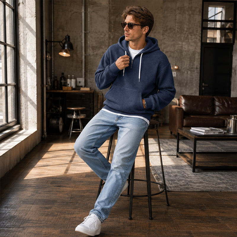 ⏰️🖤Black Friday Sale:50% OFF🖤 ✨Men's Knit Quarter-Zip Hoodie Sweatshirt
