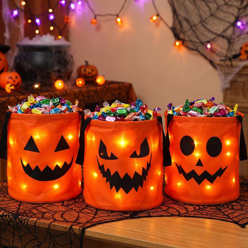 🎃 LED Light Up Halloween Candy Bucket 💡