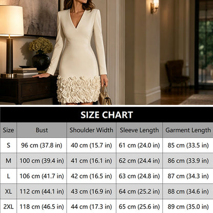 Bestseller 👗 V-Neck Long Sleeve Dress with Floral-Inspired Hem – Classic Silhouette & All-Day Comfort for Any Occasion