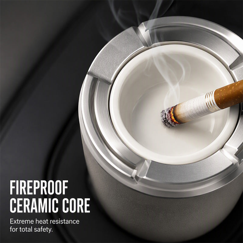 Rotating Car Ashtray with Ceramic Inner Liner