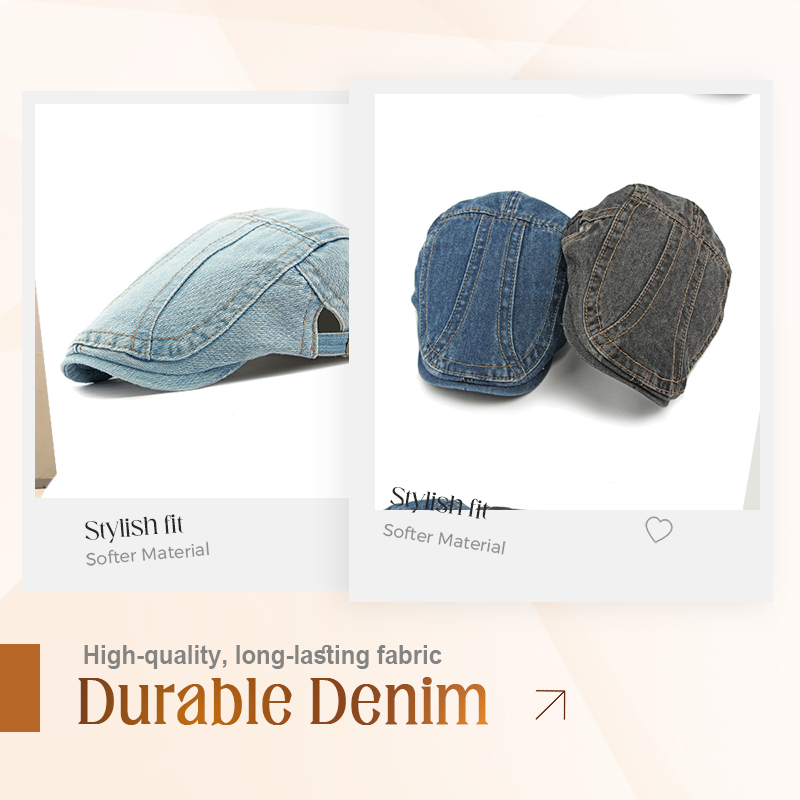 🧢 Vintage Denim Newsboy Cap | Unisex Classic Retro Flat Hat