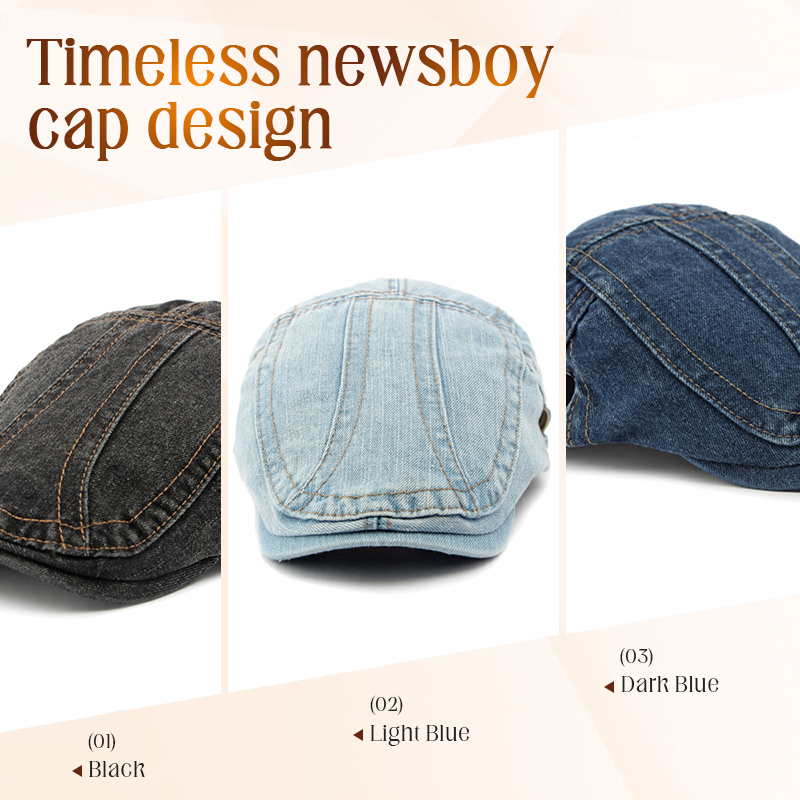 🧢 Vintage Denim Newsboy Cap | Unisex Classic Retro Flat Hat