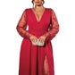 🌸Limited-Time Offer-Women’s Elegant V Neck Lace Patchwork Maxi Dress