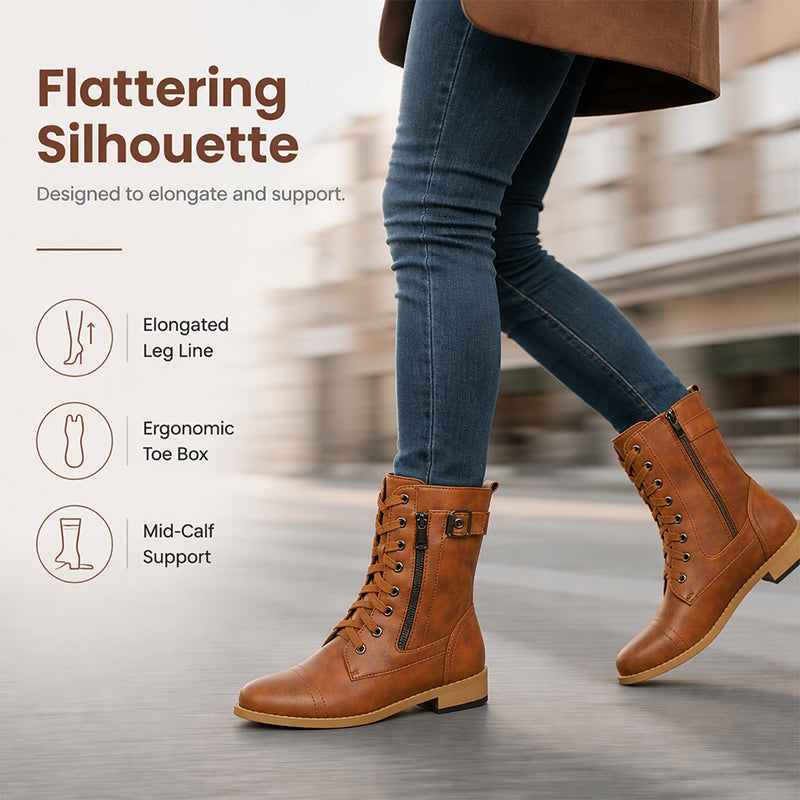 👢 Stable Steps, Easy Zip | Women's Round-Toe Chunky-Heel Martin Boots
