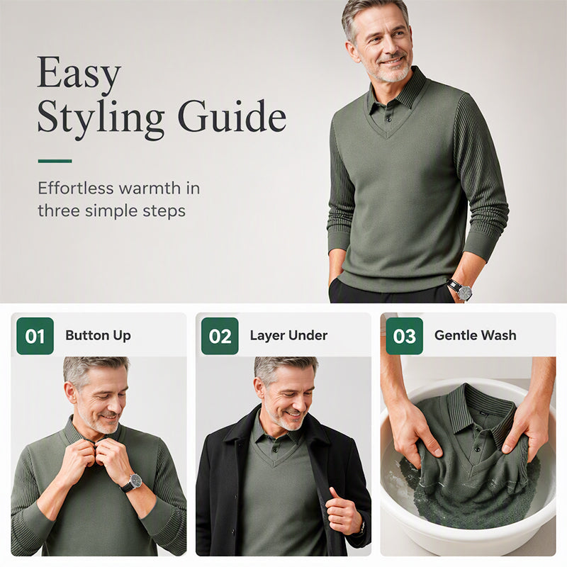 🎁 Hot Sale🛍️Men's False Two-Piece Long Sleeve Top