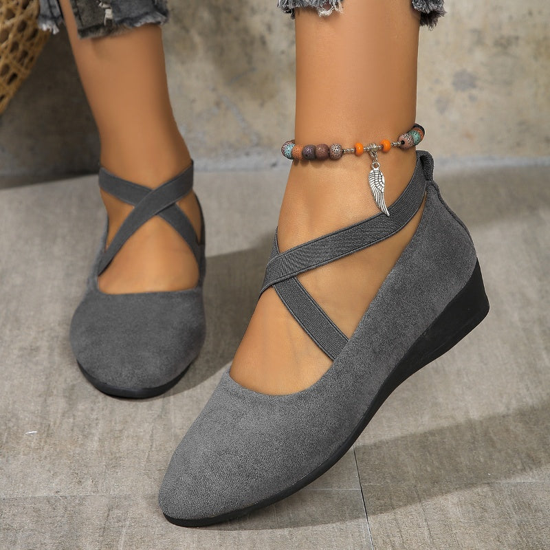 💖Black Friday Mega Deal – 50% off!💖 Easy All-Day Elegance 👠 Women's Elastic-Strap Low Wedge Shoes