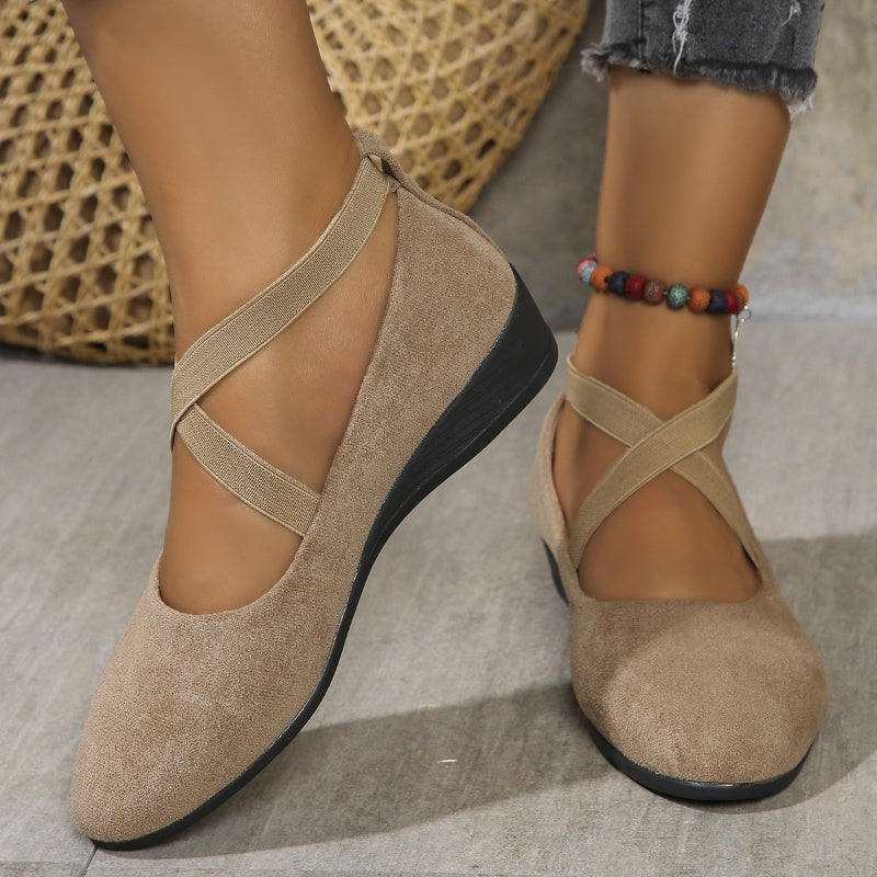 💖Black Friday Mega Deal – 50% off!💖 Easy All-Day Elegance 👠 Women's Elastic-Strap Low Wedge Shoes