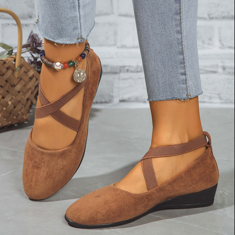 💖Black Friday Mega Deal – 50% off!💖 Easy All-Day Elegance 👠 Women's Elastic-Strap Low Wedge Shoes