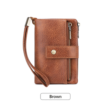 Women's Retro Style RFID Blocking Tri-fold Wallet