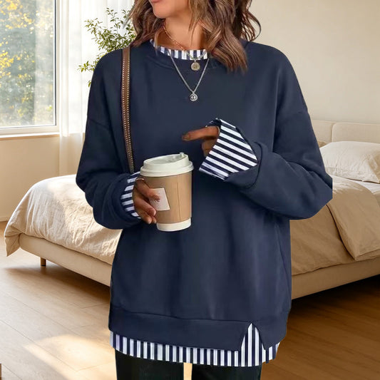 🌻60% OFF FLASH SALE! ✨💗Women's Loose Faux Two-Piece Sweatshirt 