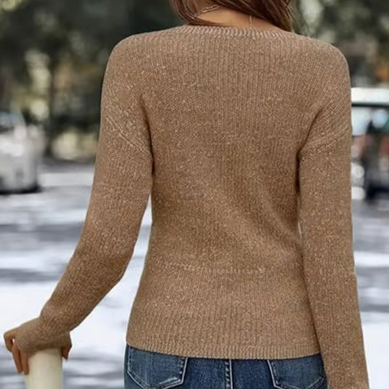 💖Black Friday Mega Deal – 50% off!💖🌸👚New Arrivals - V-Neck Knit Top with Flattering Wrap Front