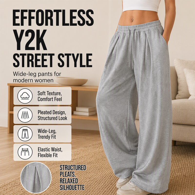 Trending Now⭐👖Women's Casual Pleated Wide-Leg Sweatpants