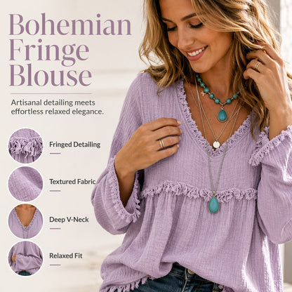 ☁️Relaxed Comfort, Everyday Wear👚 Women's V-Neck Long Sleeve Top – Lightweight Fabric, Easy to Style ✨