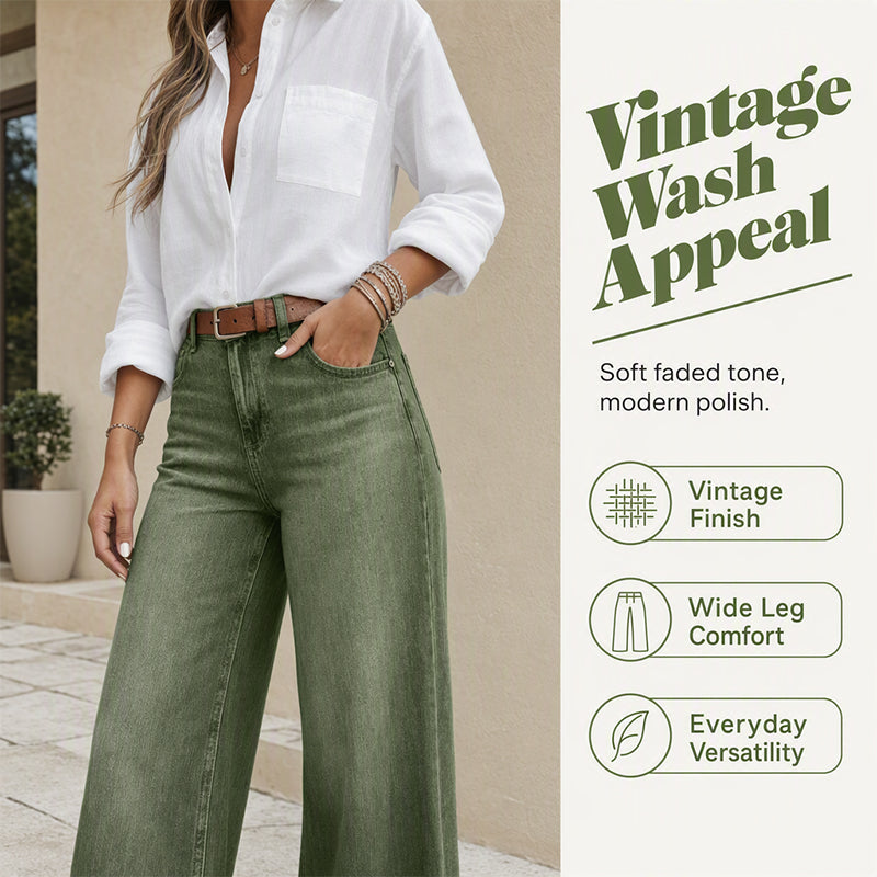 💖Black Friday Mega Deal – 50% off!💖✨ Flattering Denim Style | Women's Vintage-Wash High-Rise Wide-Leg Jeans