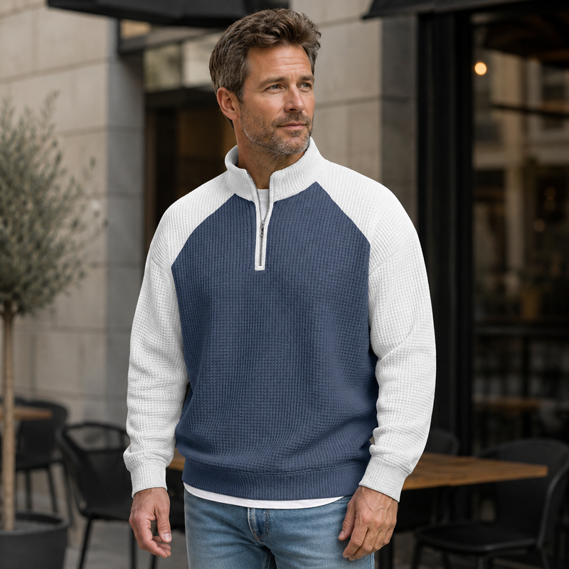 🖤Black Friday Sale:50% OFF🖤 🔥Limited time offer✨Men's Waffle Knit Quarter Zip T-Shirt