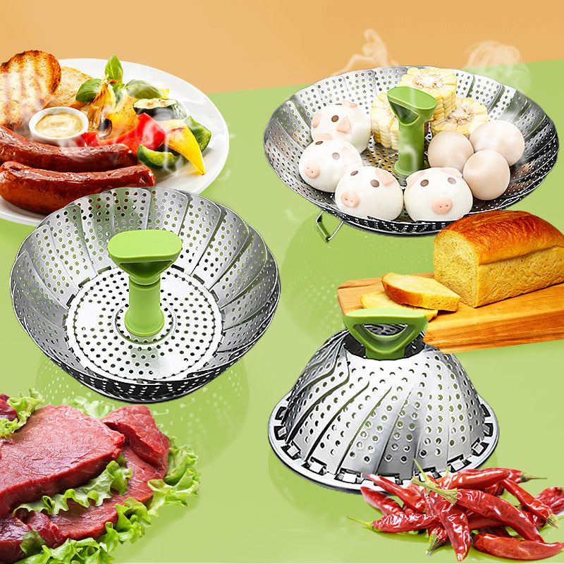 🍲 LIMITED TIME 50% OFF! ♨️ Stainless Steel Expandable Steamer Basket – Fits Multiple Pot Sizes, Rust-Resistant & Dishwasher Safe – Healthy Steaming Made Simple ✨