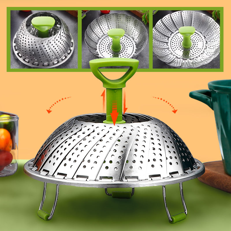 🍲 LIMITED TIME 50% OFF! ♨️ Stainless Steel Expandable Steamer Basket – Fits Multiple Pot Sizes, Rust-Resistant & Dishwasher Safe – Healthy Steaming Made Simple ✨